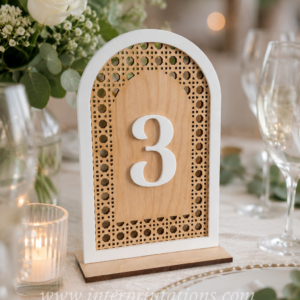 Rattan Wood & Acrylic Table Number