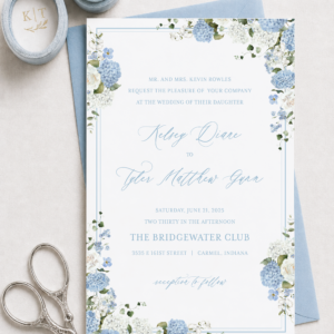 Dusty Blue Floral Wedding Invitation Suite